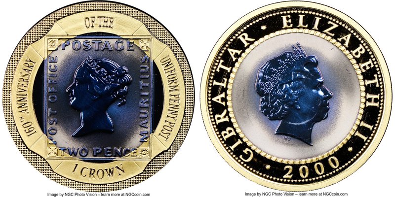 Elizabeth II bi-metallic titanium & gold Proof "Uniform Penny Post" Crown 2000 P...