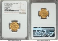 Henry V gold 1/4 Noble ND (1413-1422) UNC Details (Damaged) NGC, Tower mint, Pierced Cross mm, Class F, S-1758, N-1383 (R). 1.70gm. A rarely encounter...