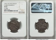 Edward VI (1547-1553) 6 Pence ND (1551-1553) XF45 NGC, Tower mint, Tun mm, Fine Silver issue, S-2483. 2.78gm. Considerably scarcer than Edward's shill...