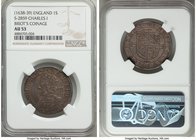 Charles I Shilling ND (1638-1639) AU53 NGC, Tower mint, Anchor mm, Briot's Second Milled issue, S-2859. The second finest example of this early milled...