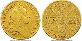 William III gold 1/2 Guinea 1695 F12 NGC, KM487.1. A fleeting gold emission from William's reign, still bold in the legends and toned a soft sun-yello...