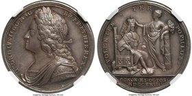 George II silver Coronation Medal 1727 MS62 NGC, Eimer-510, MI-I-479/4. 34mm. By J. Croker. Gorgeously cabinet-toned, the gunmetal of the fields tinge...