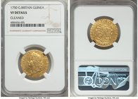 George II gold Guinea 1750 VF Details (Cleaned) NGC, KM588. Admittedly well-circulated, though free of any serious post-mint modifications such as rim...