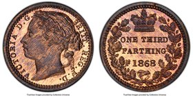 Victoria Proof 1/3 Farthing 1868 PR65 Red and Brown PCGS, KM750, S-3960. A stunning gem that is seldom encountered in this desirable strike.

HID098...