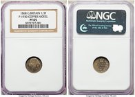 Victoria copper-nickel Proof 1/3 Farthing 1868 PR65 NGC, KM750, S-3960, Peck-1930 (VR). A notably rare Proof with an exquisite level of detail and a s...