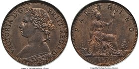Victoria Proof Farthing 1874-H PR64 Red and Brown NGC, Heaton mint, KM753. A glorious Proof from the Heaton mint, featuring chestnut brown surfaces th...