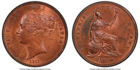 Victoria Penny 1853 MS64 Red and Brown PCGS, KM739, S-3948. Ornamental trident variety. An incredibly vibrant piece with a clear rosaceous hue over ve...
