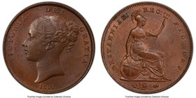 Victoria Penny 1855 MS64+ Brown PCGS, KM739, S-3948. Variety with ornamental trident. A distinctive blend of micro-granularity and tiny flow lines in ...