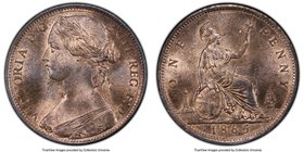 Victoria Penny 1865 MS65 Red and Brown PCGS, KM749.2, S-3954. An esteemable gem of unsurpassed quality, standing as the finest of the date we have eve...