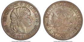Republic Gourde 1882-(a) MS63 PCGS, Paris mint, KM46. A type which comes heavily coveted at the choice level, surprisingly few contact marks existing ...
