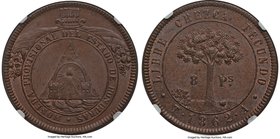 Republic Provisional 8 Pesos 1862 T-A MS64 Brown NGC, Tegucigalpa mint, KM27. A provisional copper issue whose soft brown sources give a delightful al...