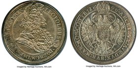 Leopold I Taler 1696-KB MS63+ NGC, Kremnitz mint, KM214.8, Dav-3264. Excessively scarce in this elite choice grade, unsurpassed in the NGC census, a f...