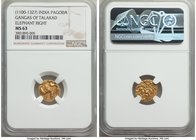 Gangas of Talakad gold Pagoda ND (1100-1327) MS63 NGC, Fr-488, Mitch-702. One of the most popular early pagoda types due to its iconic imagery, especi...