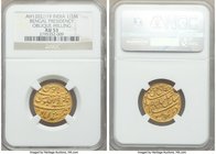 British India. Bengal Presidency gold 1/2 Mohur AH 1202 Year 19 (1793-1818) AU53 NGC, Calcutta mint, KM101, Stevens-4.5. Oblique milled edge. A well-s...