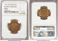 British India. Bombay Presidency gilt-copper Proof Pice 1791 PR64 NGC, Soho mint, KM193a. In all respects very nearly edging on gem, just a handful of...