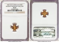 British India. Madras Presidency gilt-copper Proof Cash 1803 PR64 NGC, Soho mint, KM315b. Verging on technical perfection, not a wisp of handling visi...