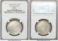 British India. George VI Pair of Certified 1938-(b) Rupees MS64 NGC, Bombay mint, KM555. Includes both varieties with and without the dot mintmark. An...