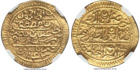 Ottoman Empire. Mahmud I gold Sultani AH 1143 (1730/1) XF45 NGC, Tarabalus Gharb mint (in Libya), KM31var (border), Pere-565var (same), UBK-pg. 119var...