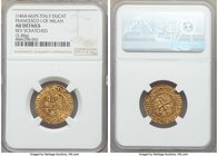 Genoa. Francesco I Sfroza of Milan gold Ducato ND (1464-1466) AU Details (Reverse Scratched) NGC, Fr-381, MIR-111 (R2), Biaggi-938. 3.48gm. (annulet) ...