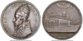 Papal States. Alexander VII silver "Saint-Esprit Hospital" Medal Anno XII (1666/7) VF35 NGC, Mazio-274, Lincoln-1231. By Gaspare Morone. ALEXAN VII PO...