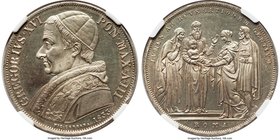 Papal States. Gregory XVI Scudo Year III (1833) MS62 Prooflike NGC, KM1315. Fully struck, with flashy argent surfaces and devices rendered to precise ...