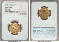 Papal States. Gregory XVI gold 5 Scudi Anno V (1835)-R AU Details (Cleaned) NGC, Rome mint, KM1107, Fr-265. Good eye appeal despite the noted cleaning...