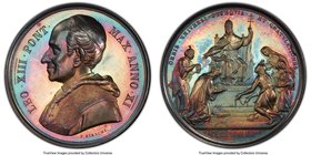 Papal States. Leo III silver Specimen Medal Anno XI (1888) SP64 PCGS, Mont-37. 40mm. By F. Bianchi. Blooming with a palette of rainbow color over full...