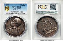 Papal States. Leo XIII silver Specimen Medal Anno XXII (1899) SP63 PCGS, Mont-48. 42mm. By F. Bianchi. Perfectly patinated, the obverse combining coba...