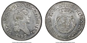 Sardinia. Vittorio Amedeo III 7.6 Soldi 1793 MS63 PCGS, KM83. Gleaming white color that cascades effortlessly in waves of cartwheel luster. 

HID098...