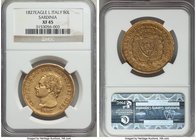 Sardinia. Carlo Felice gold 80 Lire 1827 (Eagle)-L XF45 NGC, Turin mint, KM123.1. Fully detailed and flashy with nice color and luster. AGW 0.7465 oz....
