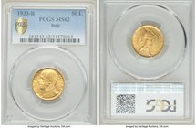 Vittorio Emanuele III gold 50 Lire Anno XI (1933)-R MS62 PCGS, Rome mint, KM71. A significantly better date in this four-year series, the mintage numb...