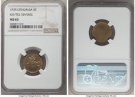 Republic aluminum-bronze Uniface Obverse Trial Strike 5 Centai 1925 MS65 NGC, KM-TS3. With uniface obverse.

HID09801242017