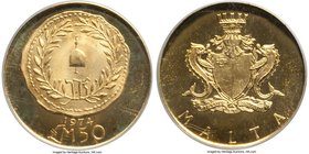 Republic gold 50 Pounds 1974 MS66 PCGS, KM28. Mintage: 8,667. AGW 0.4422 oz. 

HID09801242017