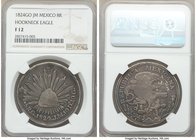 Republic "Hookneck" 8 Reales 1824 Go-JM F12 NGC, Guanajuato mint, KM376.1, DP-Go01. A highly sought-after earlier type, expressing lightened devices t...