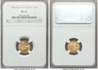 Republic gold 1/2 Escudo 1836/4 Do-RM MS65 NGC, Durango mint, KM378.1. Very elusive gem quality for this scarce overdate, with ample appeal and no str...