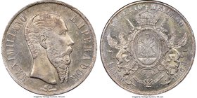 Maximilian Peso 1866-Mo MS63 NGC, Mexico City mint, KM388.1. Obv. Bearded head of Maximilian right. Rev. Crowned arms with date and value. Glassy in t...