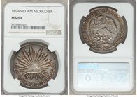 Republic 8 Reales 1894 Mo-AM MS64 NGC, Mexico City mint, KM377.10, DP-Mo80. Singularly gorgeous for this otherwise prolific issue, russet iridescence ...