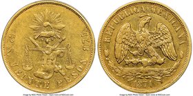 Republic gold 20 Pesos 1871 Go-S XF45 NGC, Guanajuato mint, KM414.4. AGW 0.9519 oz. 

HID09801242017