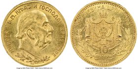 Nicholas I gold 10 Perpera 1910 MS62 NGC, KM8. Bare head variety. Struck for Nicholas' Golden Jubilee, with radiant cartwheel luster.

HID0980124201...
