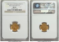 Holland. Provincial gold Stuiver 1738 MS63 NGC, KM91a. A piece which seems quite exceptional for its assigned grade, only a few scattered wisps boundi...