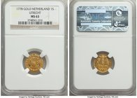 Utrecht. Provincial gold Stuiver 1778 MS63 NGC, KM90a. The only example of this scarce gold issue we have handled, and still the singular piece in the...