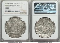 West Friesland. Provincial Lion Daalder 1605 MS62 NGC, KM12, Dav-4868. Evincing comparatively little corrosion for the type and extremely localized st...