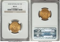 Willem I gold 10 Gulden 1825-B MS63 NGC, Brussels mint, KM56.

HID09801242017