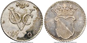 Dutch Colony. United East India Company silver Proof 1/2 Duit 1770 PR62 NGC, KM112.1a, Scholten-414. Utrecht issue. Exhibiting markedly clean fields w...