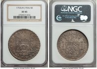 Ferdinand VI 8 Reales 1753 LM-J XF45 NGC, Lima mint, KM55.1. Evenly struck, the surfaces somewhat toned down but expressing only exceptionally light w...