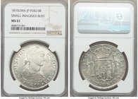 Ferdinand VII 8 Reales 1810 LM-JP MS61 NGC, Lima mint, KM106.2. Small imagined bust variety. Of superior visual appeal for what is usually seen at thi...