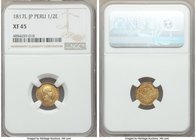 Ferdinand VII gold 1/2 Escudo 1817 L-JP XF45 NGC, Lima mint, KM125. Quite appealing considering any degree of circulation, exhibiting glistening golde...