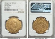 Ferdinand VII gold 8 Escudos 1813 LM-JP AU Details (Cleaned) NGC, Lima mint, KM124.

HID09801242017