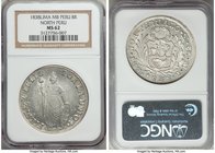 North Peru. Republic 8 Reales 1838 LM-MB MS62 NGC, Lima mint, KM155. Frosty and white, with bold legends bordering the centers, in addition to a very ...