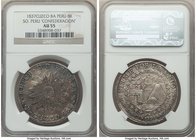 South Peru. Republic 8 Reales 1837 CUZCO-BA AU55 NGC, Cuzco mint, KM170.2. Variety with CONFEDERACION written out in full. An elusive variety evincing...